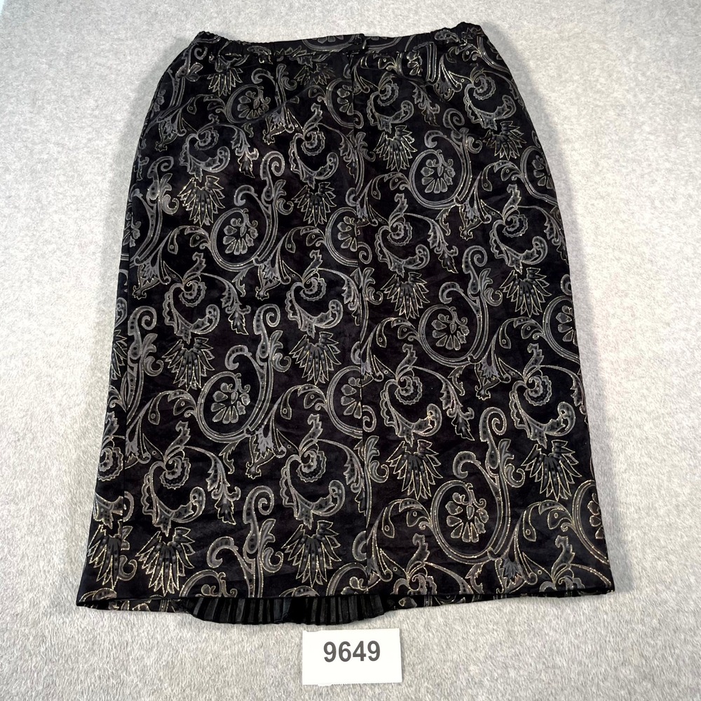 Grace Ephesians 2:8 Straight & Pencil Skirt Womens 18 Black Floral Lined Pleated - Picture 6 of 6